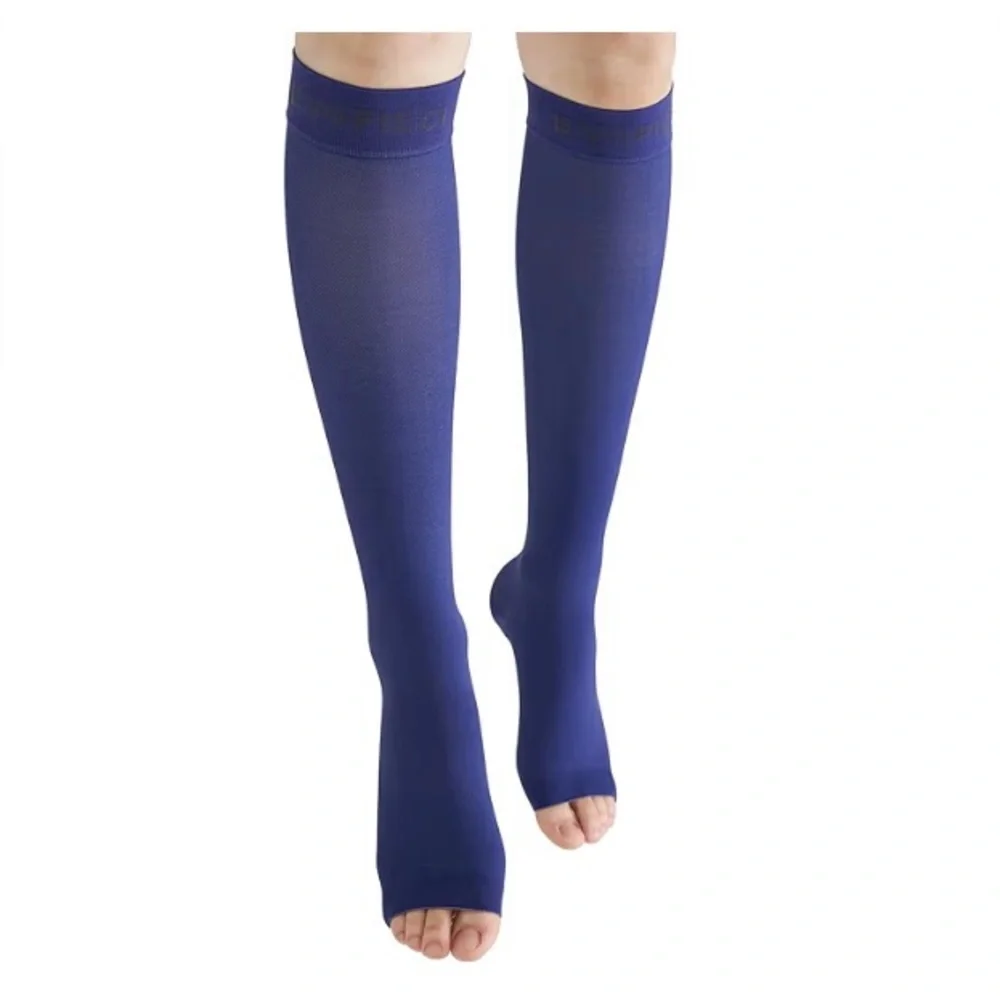 15-20mmHg Open Toe Compression Socks Blue Toeless🇺🇸